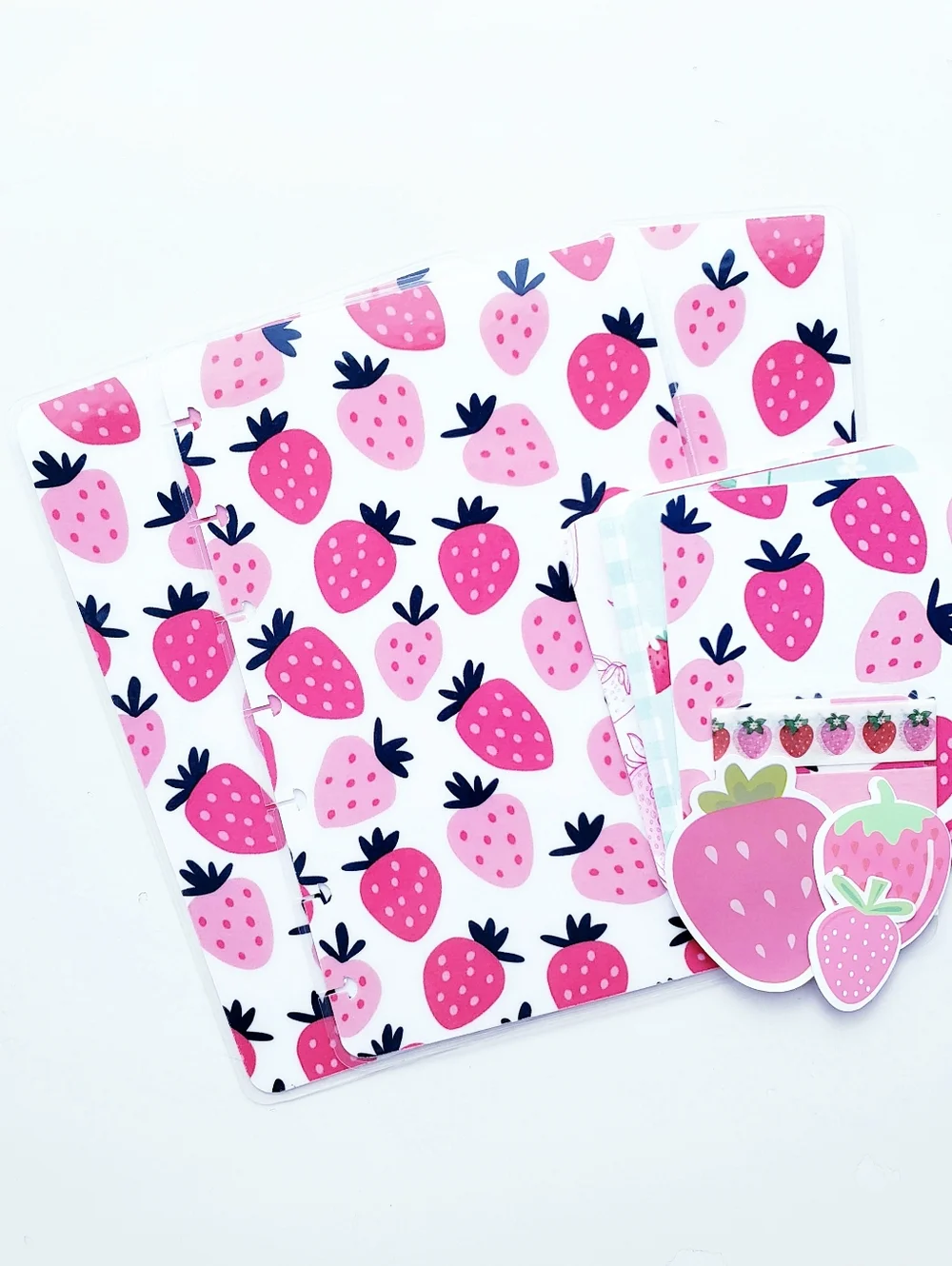 Strawberry Pink Girly Happy Planner Mini Size Cover Set